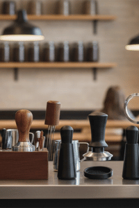 Wooden espresso accessories for cafes