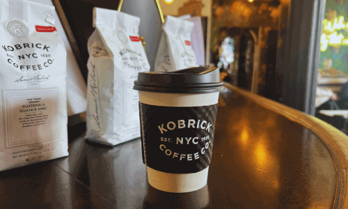 Coffee Cup and Retail Beans at Kobrick Coffee West Village