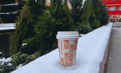 Intelligentsia Coffee Chelsea – Best Coffee NYC | FlorR 3 Americano in takeaway cup outdoors at Intelligentsia Coffee Chelsea in Manhattan NYC