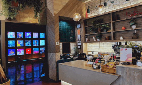 Natura Café Chelsea – Coffee at Dream Downtown Hotel 2 Interior of Natura Café Chelsea coffee shop near The High Line in Chelsea Manhattan NYC