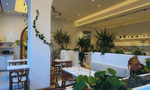 interior seating area at Oases Coffee Shop Chelsea near Union Square New York City