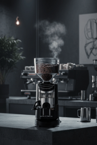 Nuova Simonelli MDXS Molino de Café – Molino Comercial para Espresso Molino de café Nuova Simonelli MDXS con tolva de granos sobre barra de cafetería