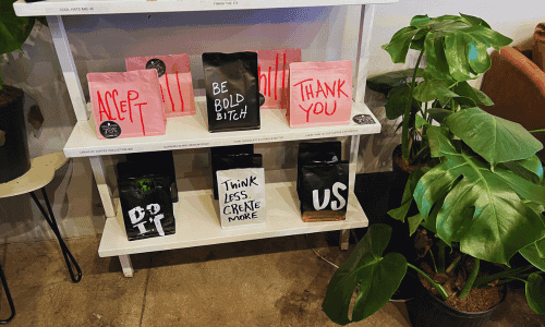 787 Coffee Chelsea – Best Puerto Rican Coffee NYC 4 coffee beans bags display at 787 Coffee Chelsea near Madison Square Garden New York City