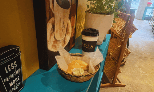 fresh Colombian coffee and empanadas at Cafe by the Girls Chelsea near the High Line New York City