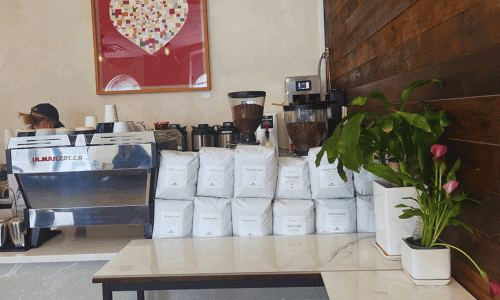 Cafe Ambrosia Chelsea – Best Coffee Near High Line NYC 4 espresso bar with La Marzocco machine at Cafe Ambrosia Chelsea on 23rd Street near the High Line NYC