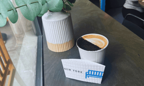 latte with foam art at Joe Coffee Company Chelsea near the High Line New York City