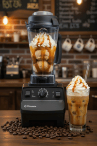 Vitamix 5200 professional blender in a coffee shop preparing iced coffee and blended drinks
