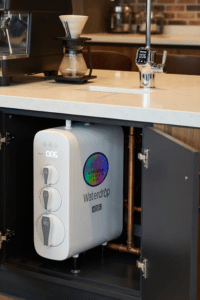 Waterdrop G3P600 under sink reverse osmosis water filter system in coffee shop
